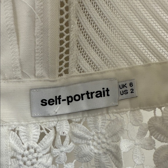 Self-Portrait White Floral Lace Blouse crochet off shoulder top with bows size 2 - Picture 3 of 9